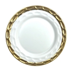 Truro Gold Salad Plate 9.25”
White with gold edge
Dishwasher safe, but hand washing will prolong the finish. Not microwave safe.

